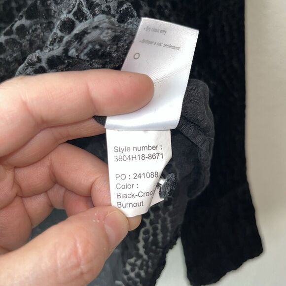 PAIGE Toscani Blouse Silk Blend Black Crocodile Burnout Velvet Top Womens XS - Picture 8 of 11